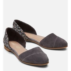 Tom’s ‘Jutti’ Slip On D’Orsay Flat Women’s 7.5 Gray Leopard Print Pointed Toe